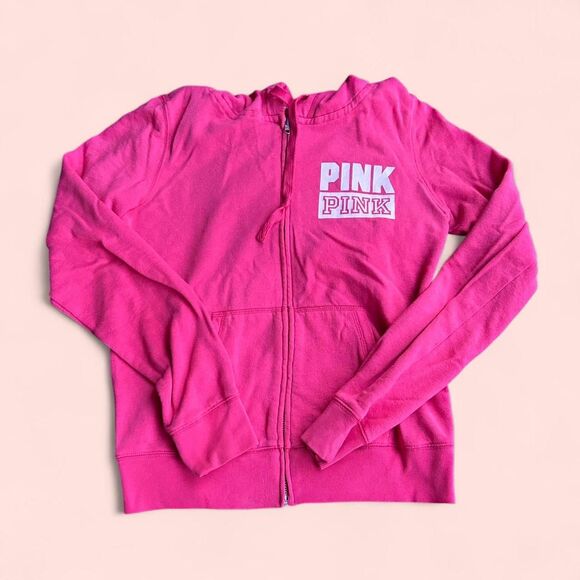 PINK Victoria's Secret Tops - Hot Pink Victoria's Secret Zip Up Hoodie Jacket sz Small